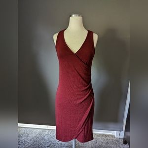 Leith, faux wrap Dress, Knit sweater dress, Sleeveless, red sz S